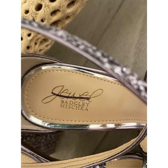 Jewel Badgley Mischka Cook Block Heel Glitter Sandal Size 8.5 new - Picture 6 of 7